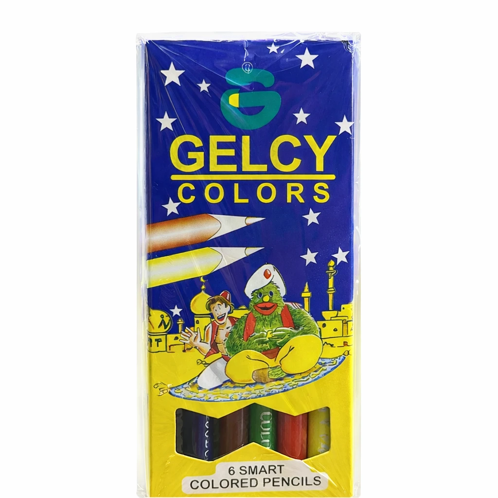 قلم ألوان جيلسى 6 ألوان خشبية صغير